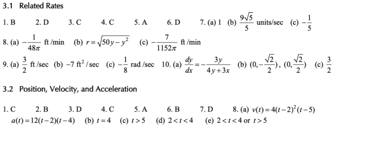 Answer Key(AP Calculus AB and BC Practice)